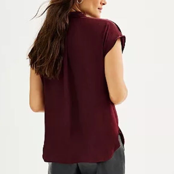 NINE WEST Short Sleeve Maddie Plum Blouse - Picture 3 of 7